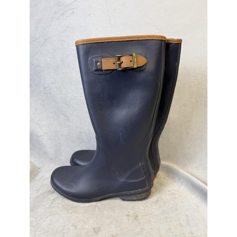Chooka Boots Womens Size 10 Navy City Solid Rain Mid Calf Rubber Waterproof - Picture 3 of 14